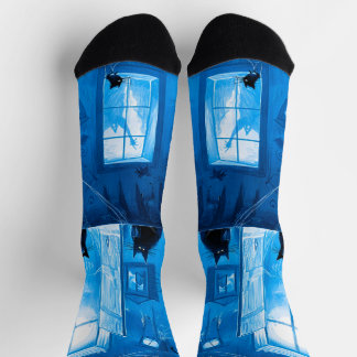 Whimsical Halloween Gothic Gruselige Schwarze Katz Socken