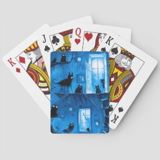 Whimsical Halloween Gothic Gruselige Schwarze Katz Spielkarten