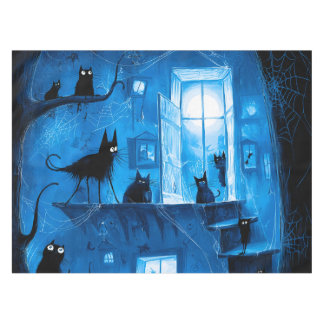 Whimsical Halloween Gothic Gruselige Schwarze Katz Tischdecke