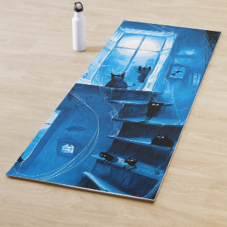 Whimsical Halloween Gothic Gruselige Schwarze Katz Yogamatte