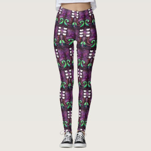 Whimsical Halloween Hexenstiefel Lila grün Leggings