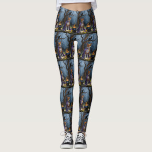 Whimsical Halloween-Malerei mit Basenji-Hund Leggings