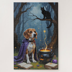 Whimsical Halloween-Malerei mit Beagle-Hund Puzzle