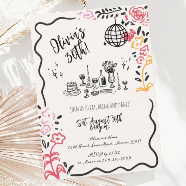 Whimsical Hand Dragle Birthday Party Einladung (Von Creator hochgeladen)