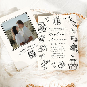 Whimsical Hand Draodles Probe Dinner Einladung