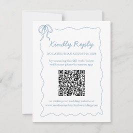 Whimsical Hand Drawing Blue Illustriert Qr Code RSVP Karte