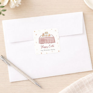 Whimsical Hand Drawing Frühjahr Osterbrunch Quadratischer Aufkleber