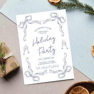 Whimsical Hand Drawing Navy Business Holiday Party Einladung