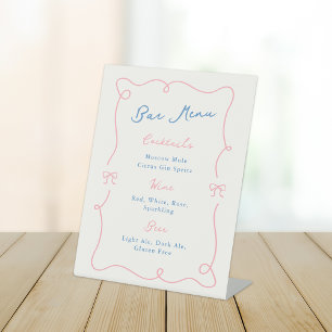 Whimsical Hand Drawing Pink & Blue Bar Menu Sockelschild