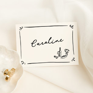 Whimsical Hand Drawing Platzkarte Tischnummer