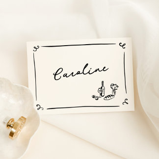 Whimsical Hand Drawing Platzkarte Tischnummer