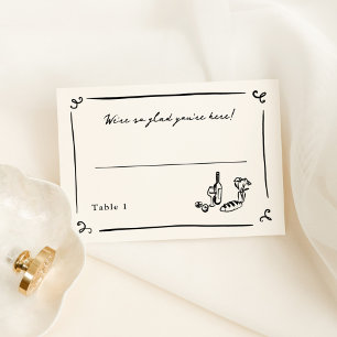 Whimsical Hand Drawing Platzkarte Tischnummer