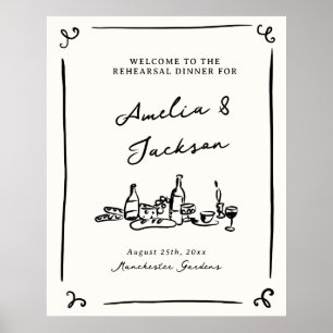 Whimsical Hand Drawing Probe Dinner Poster
