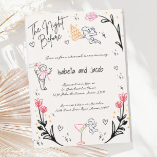 Whimsical Hand Drawing Quirky Cupid Probe Abendess Einladung