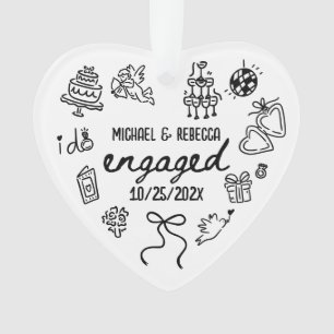 Whimsical Hand Drawing Verlobung Weihnachten Ornament