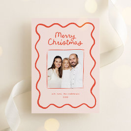 Whimsical Hand Drawing Wavy Border Weihnachtsweihn Feiertagskarte