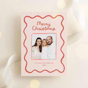 Whimsical Hand Drawing Wavy Border Weihnachtsweihn Feiertagskarte