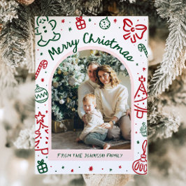 Whimsical Hand Drawn Arch Foto Frohe Weihnachten