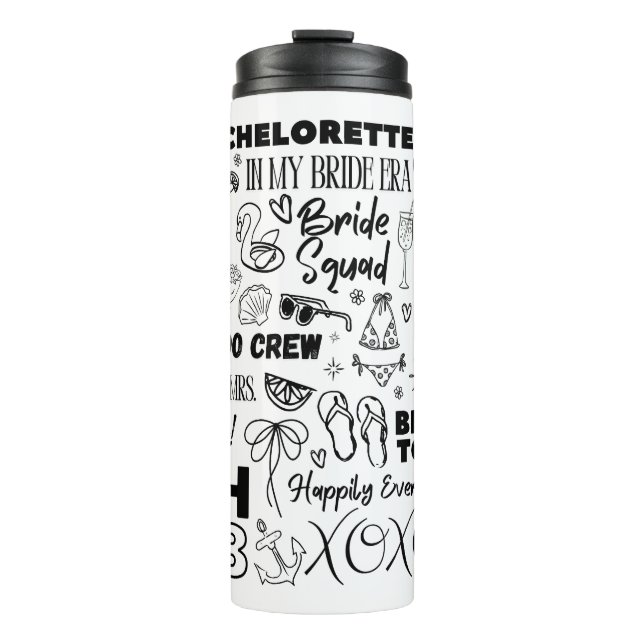 Whimsical Hand Drawn Bachelorette Thermosbecher (Vorderseite)