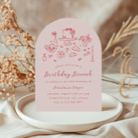 Whimsical Hand Drawn Birthday Brunch Tee Party
