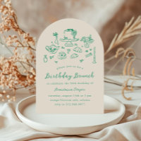 Whimsical Hand Drawn Birthday Brunch Tee Party