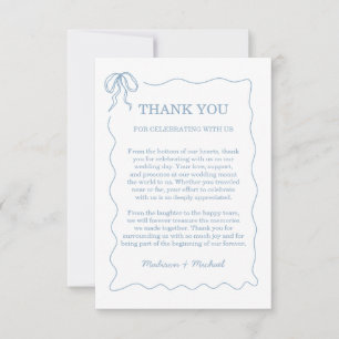 Whimsical Hand Drawn Blue Illustriert Wedding Dankeskarte