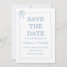 Whimsical Hand Drawn Blue Illustriert Wedding Save The Date