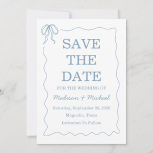 Whimsical Hand Drawn Blue Illustriert Wedding Save The Date