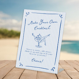 Whimsical Hand Drawn Blue Last Toast Cocktail Bar Sockelschild