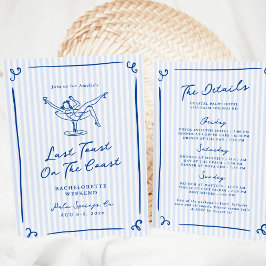 Whimsical Hand Drawn Blue Letztes Toast Wochenende Einladung