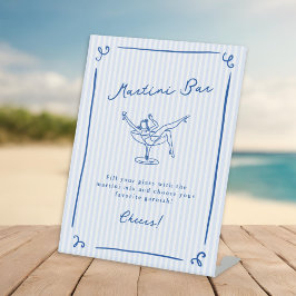 Whimsical Hand Drawn Blue LetzToast Martini Bar Sockelschild