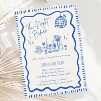 Whimsical Hand Drawn Blue Wavy Probe Dinner