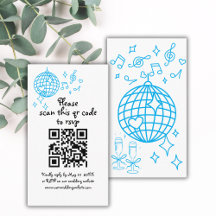 Whimsical Hand Drawn Blue Wedding QR Code UAWG