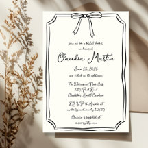 Whimsical Hand Drawn Bow Bridal Dusche Einladung