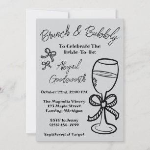 Whimsical Hand Drawn Bow Bridal Dusche Einladung