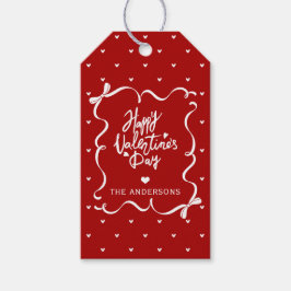 Whimsical Hand Drawn Bow Happy Valentine's Day Geschenkanhänger