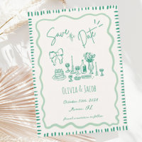 Whimsical Hand Drawn Bow Scribble Wavy Hochzeit