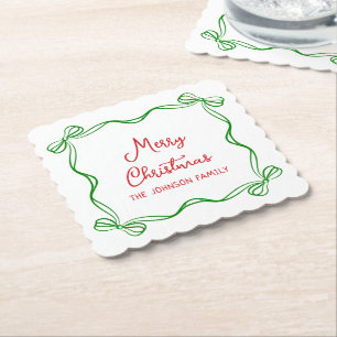 Whimsical Hand Drawn Bow Weihnachtsgeschenk Untersetzer