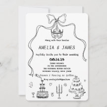Whimsical Hand Drawn Bow Zeichnend Quirky Wedding