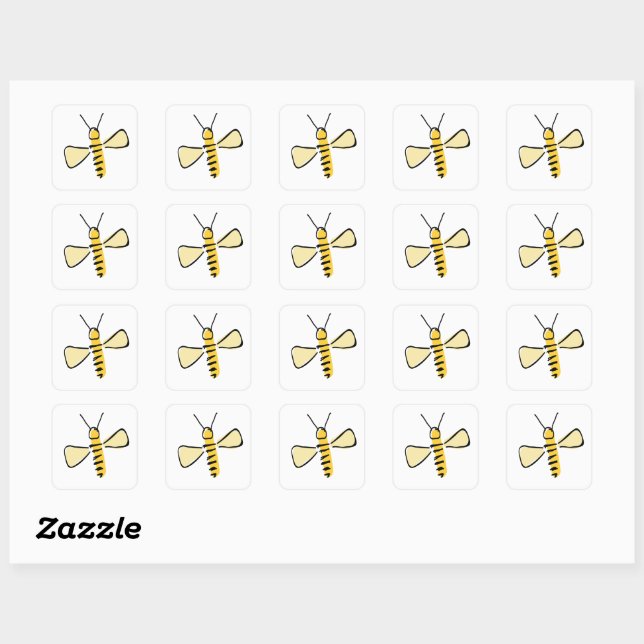 Whimsical Hand Drawn Bumble Bee stickers (Blatt)