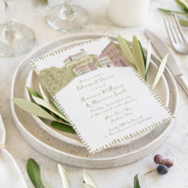 Whimsical Hand Drawn Castle Probe Abendessen Einladung