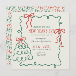 Whimsical Hand Drawn Champagne New Years Eve Party Einladung