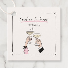 Whimsical Hand Drawn Champagne Toast Wedding Geschenkanhänger