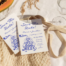 Whimsical Hand Drawn Champagner Tower Save the Dat