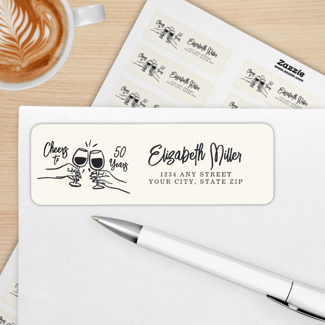 Whimsical Hand Drawn Cheers to 50 Years Birthday  (Von Creator hochgeladen)