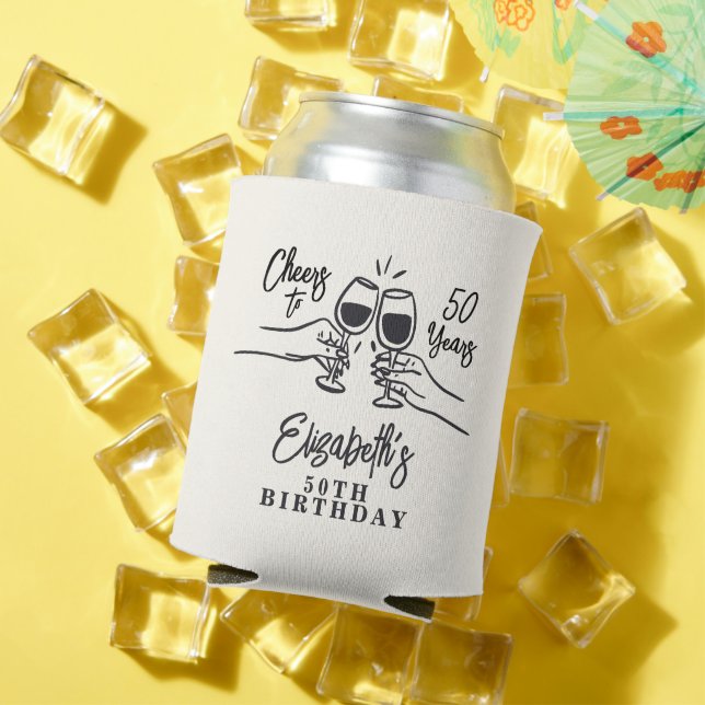 Whimsical Hand Drawn Cheers to 50 Years Birthday  Dosenkühler (In Situ Sommer)