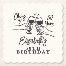 Whimsical Hand Drawn Cheers to 50 Years Birthday Untersetzer