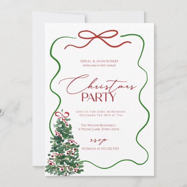 Whimsical Hand Drawn Christmas Party  Einladung (Vorderseite)