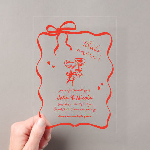 Whimsical Hand Drawn Cocktails, die noch Hochzeit Acryleinladungen