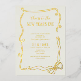 Whimsical Hand Drawn Coquette New Years Eve Party Folieneinladung
